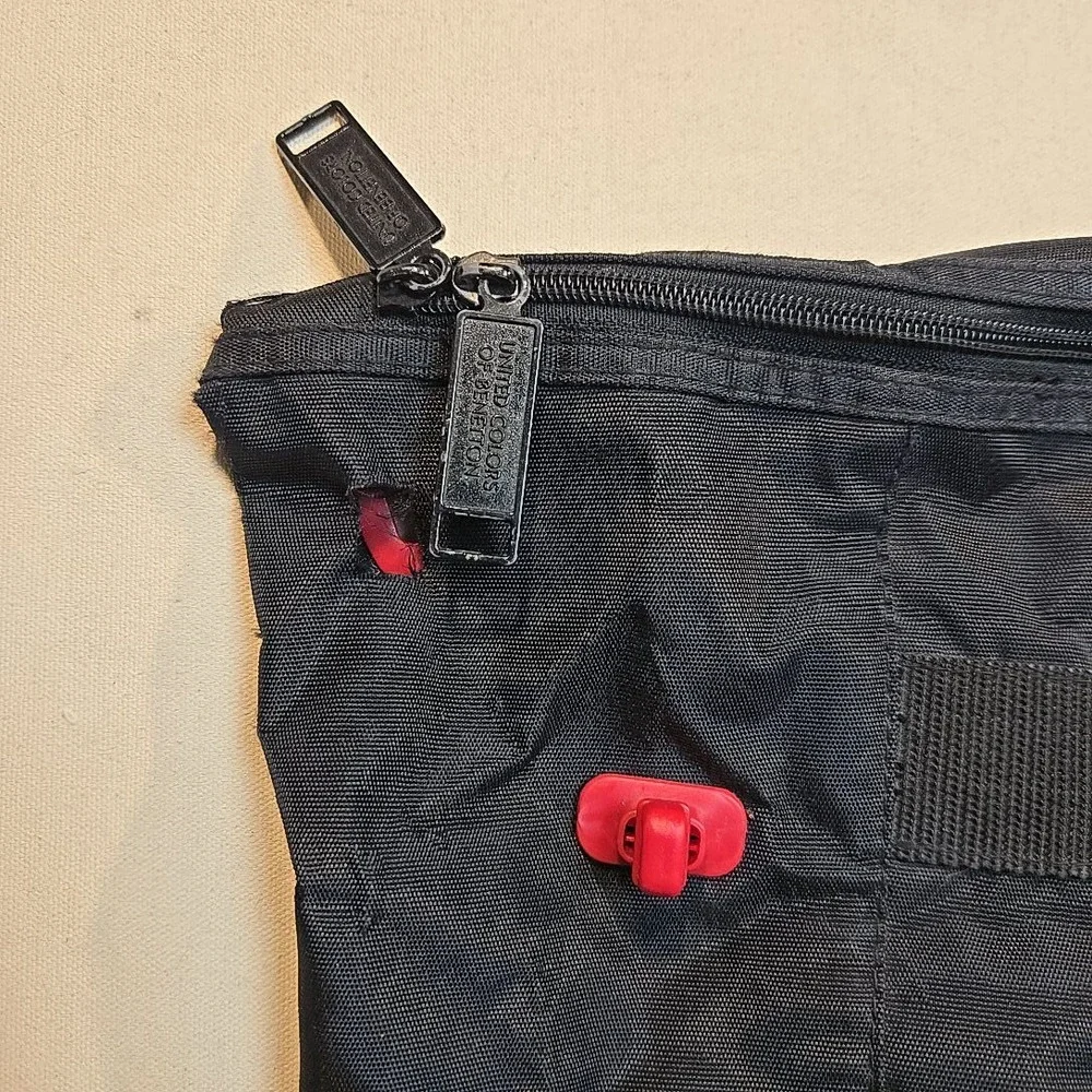 Vtg 1990s United Colors Of Benetton Nylon Duffel Black Logo‎ Colorblock Pockets